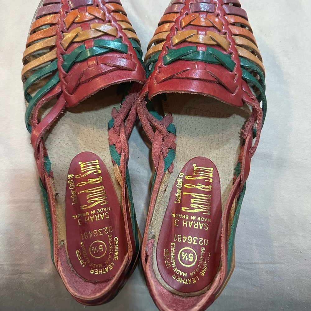 Hand woven leather flats